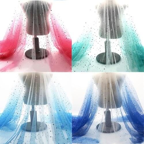 Rainbow Gradient Sequins Tulle Fabric Diy Baby Shower Tutu Skirt Wedding Party Decoration Princess Dress Leisure Wear Supplies