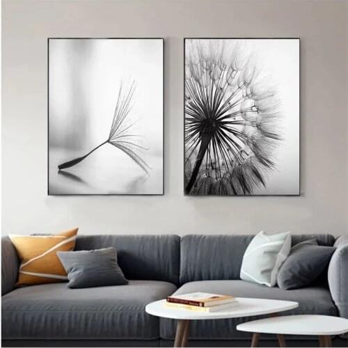 Dandelion Flower Canvas Painting Modern Black White Cuadros Art Pictures for Home Decoration Living Room Abstract Wall Poster