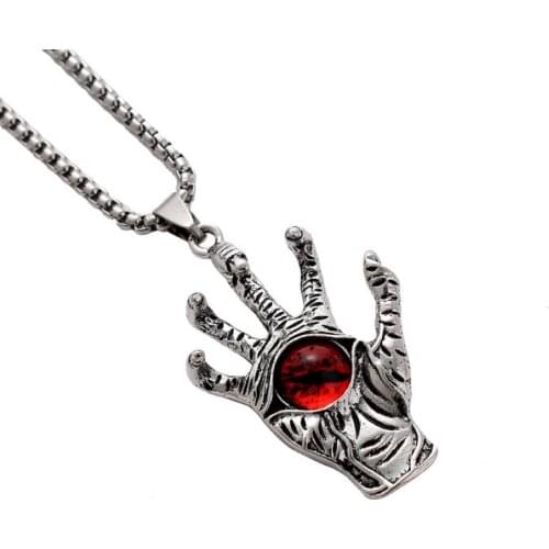 Classic Fashion Mens Palm Magic Eye Pendant Street Hip-Hop Retro Simple Punk Style Necklace Pendant Gift