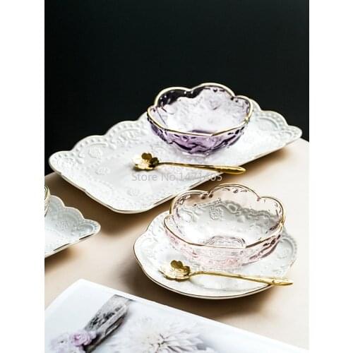 Creative Japanese Phnom Penh Cherry Blossom Glass Bowl Birds Nest Bowl Syrup Tremella Soup Bowl Cup Ice Cream Salad Bowl