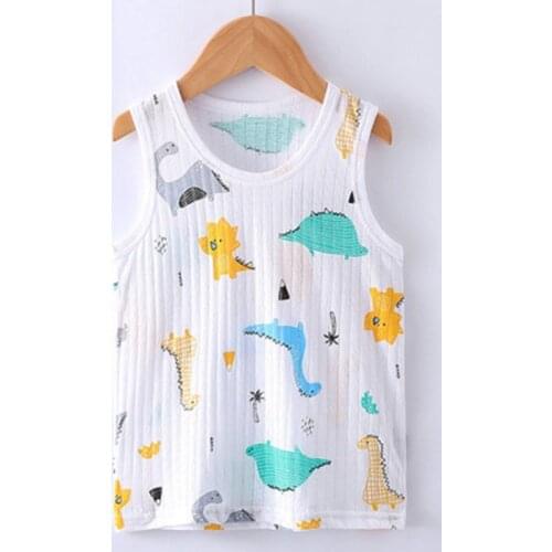 Summer New Childrens Clothes Baby Boys Girls Cotton Cartoon Printing Vest Kids Casual Sleeveless Tops T-Shirt