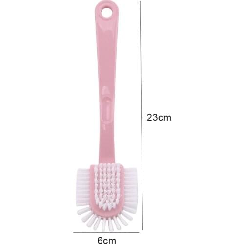 Multi Faceted Shoe Brush Long Handle Plastic Sneaker Cleaner Brushes For Shoes Care 3 Colors Household Cleaning Tools