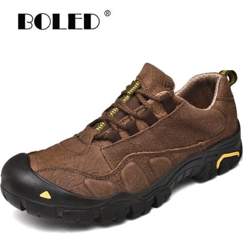 High Quality Genuine Leather Men Boots Outdoor Waterproof Ankle Boots Shoes Rubber Anti-Skidding Men Autumn /Winter Shoes