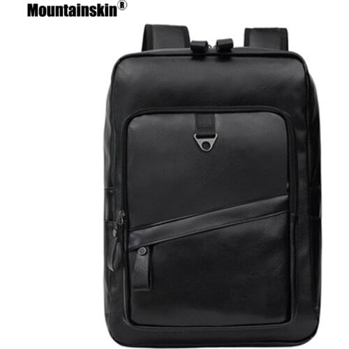 Mountainskin Mens PU Leather Backpacks Large Capacity Casual Travel Bags Waterproof Laptop Backpacks School Bags Male SQ005