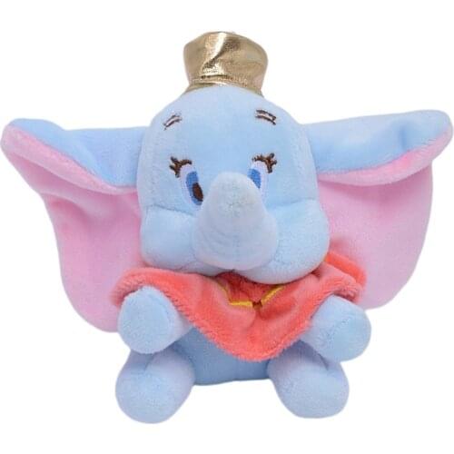 Disney Store Dumbo Stuffed Plush Soft Toy Mini 12cm 4.7in With Crown Elephant Keychains For Backpacks Movies And Tv Anime Doll