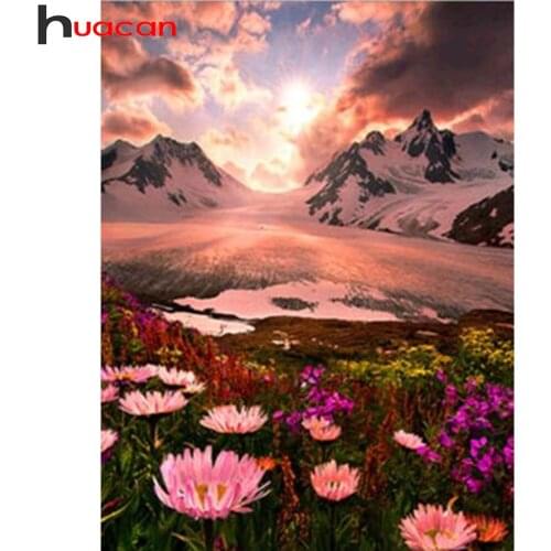 Huacan Diamond Painting Kit Snow Mountain Scenery Home Decor Diamond Embroidery Mosaic Flower Landscape Wall Stickers