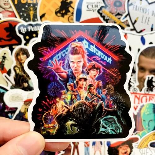 50pcs/pack Stranger Things Stickers Pack Anime Pegatina For Children For Laptop Fridge Phone Skateboard Suitcase Funny Sticker