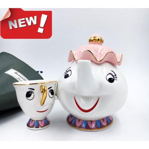 New Cartoon Beauty And The Beast Teapot Mug Mrs Potts Chip Tea Pot Cup One Set Lovely Christmas Gift Fast Post Free Shipping