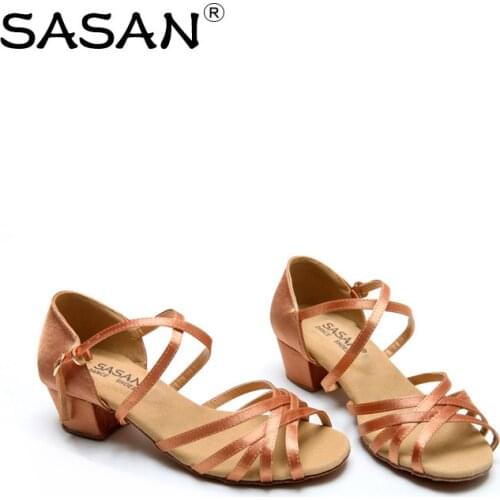 SASAN Latin Dance Shoes Female Girl Childrens National Standard Dance Shoes In The Low-Heel Soft Bottom Dance Shoes S-5525