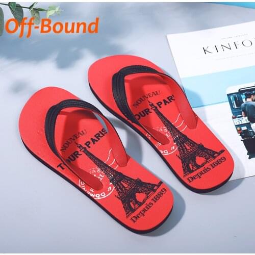 Off-Bound Summer Men Slippers Eiffel Tower Outdoor Clogs Men Garden Shoes Beach Sandals Mules Indoor Loafers Massage Home Slides