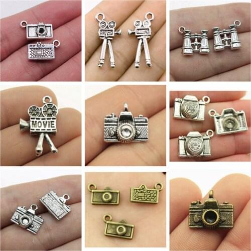 Wholesale Jewelry Lots Photo Camera Charms Craft Supplies Accessories Materials For Crafts 20 Pieces