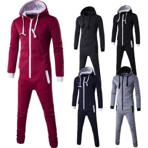 2021 Hot Sale 5 Colors Fashion Unisex Men Fashion Hooded Jumpsuit Onesie All In One Jumpsuits M-2XL
