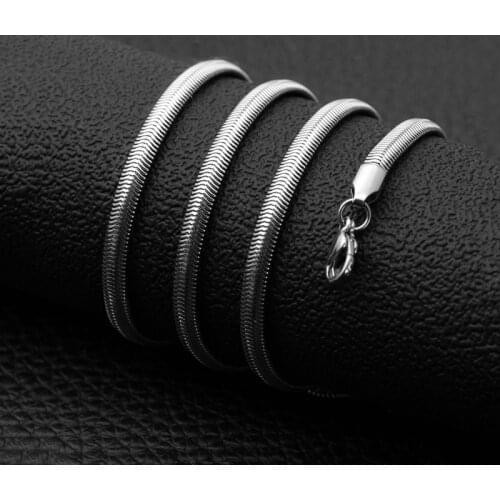 316L 3/4/5/6mm Silver Color Blade Stainless Steel Necklace for Women Men Flat Snake Choker Link Chain Collares 50cm 55cm 60cm