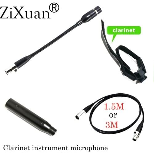 Pro Clarinet Musical Instrument Microphone with XLR Big 4Pin for SHURE Phantom Power Adapter 1.5M or 3M Extension Cable