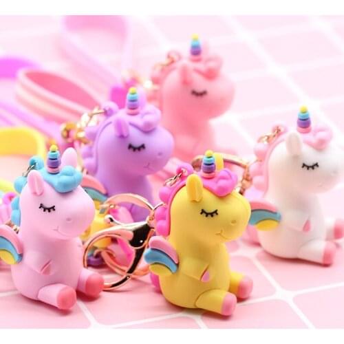Rubber Keychain Soft Silicone Bag Pendant Unicorn Key Chains For Women Keychain Accessories Trendy 2021