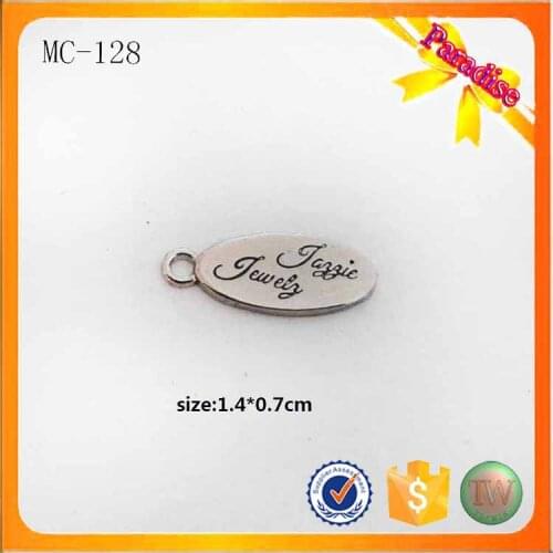 MC128 silver color custom engrave logo metal jewelry tag for clothing