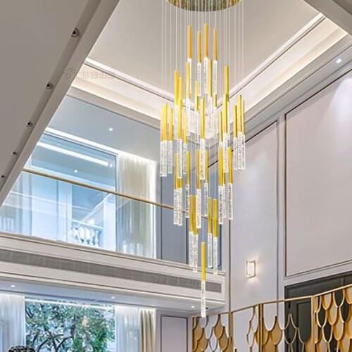 Modern Led Chandeliers Lighting for Living room Staircase golden Long hanging lamp Hallway Lobby Chain Decor Light