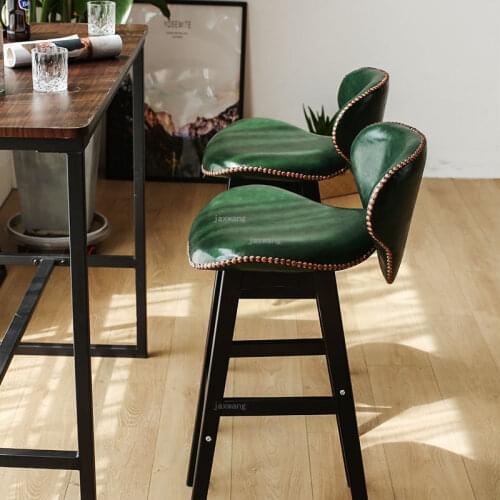 Modern Solid Wood Bar Stool Chair Dining Chair Home Nordic Bar Chair Simple Leisure High Stool Restaurant