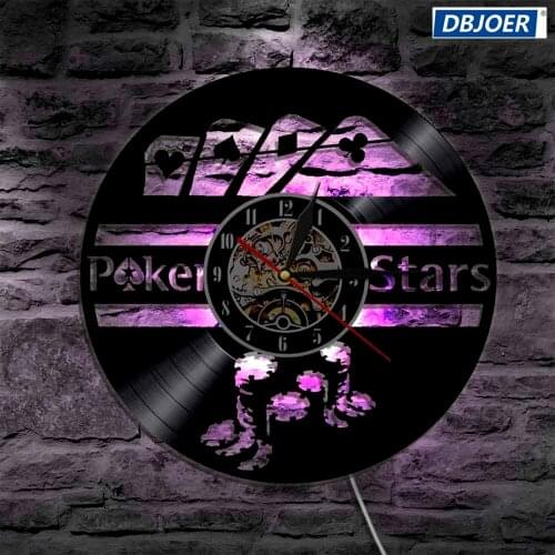 LED Night Lights Gambling House Led Wall Decoration Vinyl Clock with Nightlight 7 Colors Changing