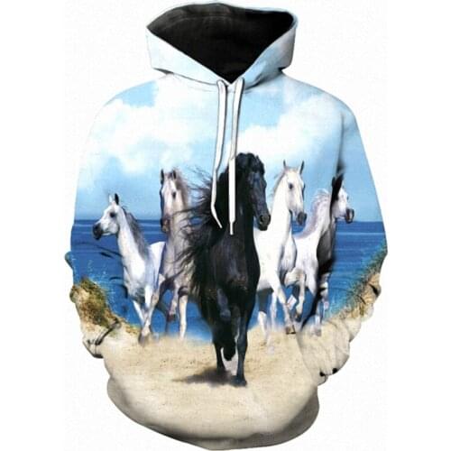New Arrival 3D Sweatshirt Hoodies Men Horse Colorful 3D Print Long Sleeve Fashion Casual Hoodie Hip Hop Streetwear Pullover