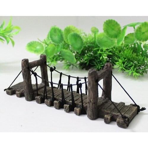 1 PCS Fish Tank Decoration Bridge Aquarium Decoration Fish Shrimp Turtle Climbing Platform Resin Rope Bridge Landscaping Crafts