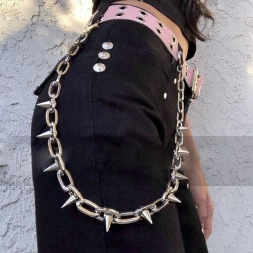 Punk Spike Jeans Decor Pants Chain Secure Travel Wallet Heavy Duty Link Coil Leash Jewelry