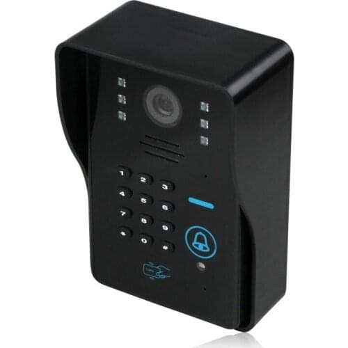 7" Button White Monitor Video Door Phone Intercom System + Waterproof RFID Code Keypad Unlock Doorbell Camera
