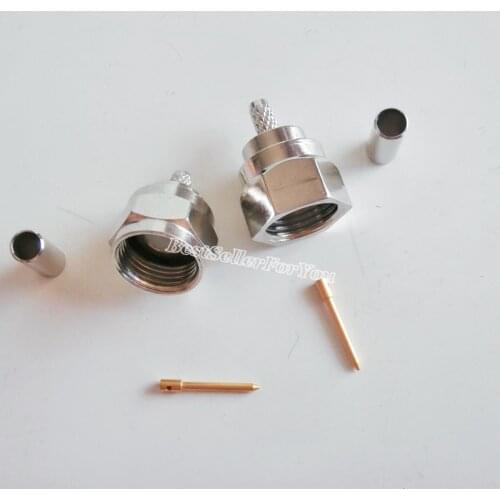 10Pcs F Male Plug Straight Crimp For RG174 RG316 RG188 LMR100 Cable RF Connector