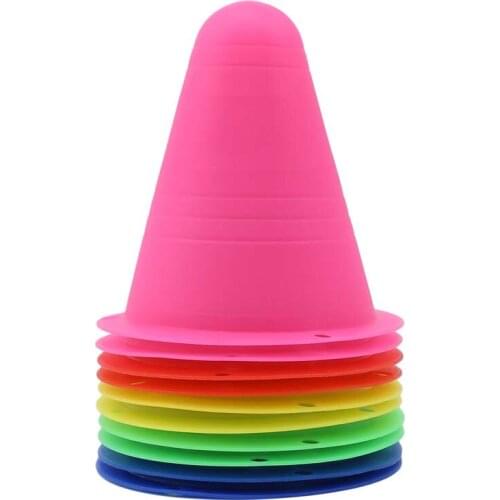 10Pcs/Set Skate Marker Training Road Cones Roller Football Soccer Rugby Soft Tower Skating Obstacle Roller Skate Pile Suppplies