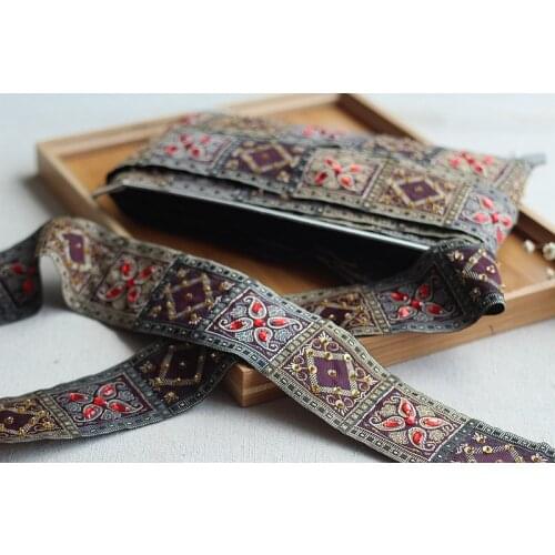 2yard Lace 100% Polyester High Quality Hand Made Beaded Sequined Wedding Trim Embroidered Retro Lace Bridal Water Soluble