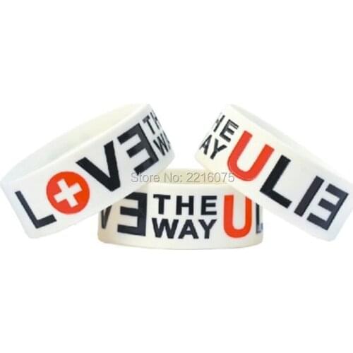 300pcs One inch Religious Love The Way U Lie wristband silicone bracelets free shipping by DHL express