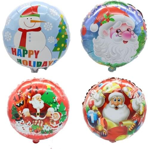5pcs 18inch Christmas Balloons Snowman Santa Claus Round Foil Helium Balloon Merry Christmas New Year Party Decor Inflate Ballon