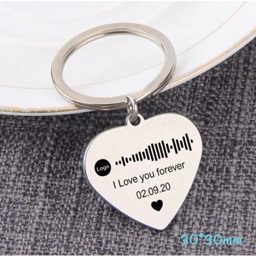 Heart Keychains Couple Gifts Custom Music Spotify Code Keyrings Personalized Song Date Boyfriend Girlfriend Gifts Charm Jewelry