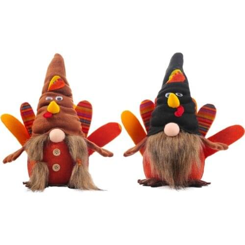 E7CB Lighting Turkey Gnome Thanksgiving Doll Ornament Harvest Festival Dwarf Doll