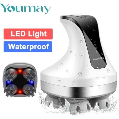 Youmay 4D Electric Head Massager Wireless Scalp Massage Waterproof Body Neck Deep Tissue Kneading Massage Promote Hair Growth