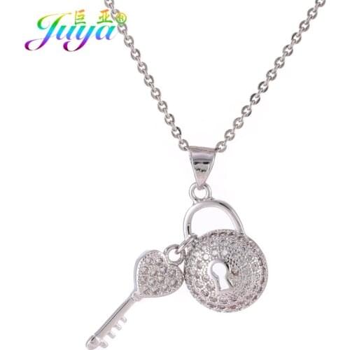 Juya Fashion Jewelry Supplies Gold/Rose Gold Heart Shape Key Locket Pendant Necklace For Women Valentines Day Gift Supplies