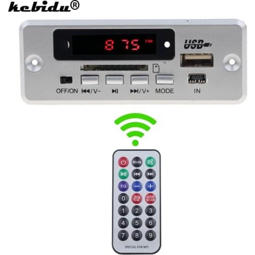 Kebidu Bluetooth 5.0 DC 5V 12V Micro USB Power Supply TF FM Radio MP3 Decoder Audio Board For Car Remote Control Music Speaker
