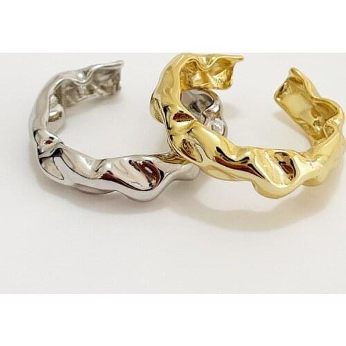 Dysmorphism Rings INS 1PC Authentic S925 Sterling Silver FINE Jewelry Irregular Geometric Band Wider Rings OPEN Adjust TLJ1009