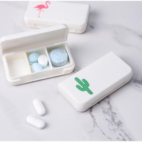 Flamingo Portable Mini Pill Case Medicine Boxes 3 Grids Travel Home Medical Drugs Container Home Holder Cases Storage Box