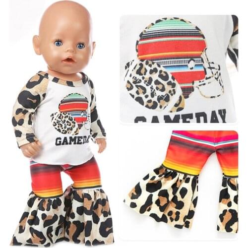 Leopard grain Suit Fit 17 inch 43cm Doll Clothes Born Baby Doll Accessories Suit For Baby Birthday Festival Gift