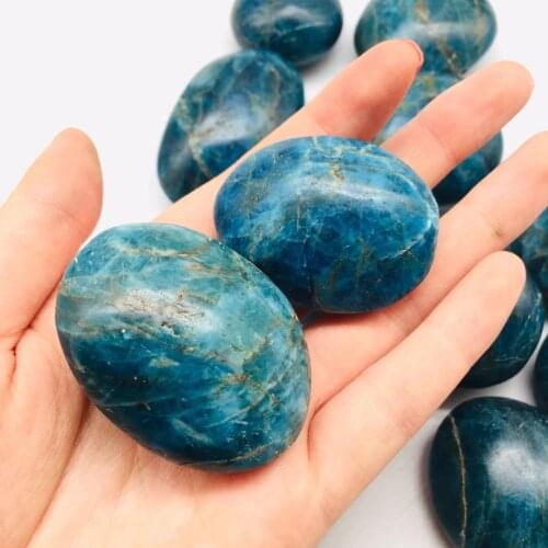 MOKAGY 70g-120g Blue Natural Apatite Quartz Palm Size Crystal Stone 1pc