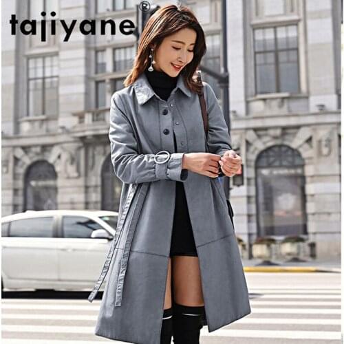 Jackets and Coats Women 2021 Autumn Real Sheepskin Coat Woman Natural Sheep Skin Long Jacket Cloth Cuero Genuino TN416