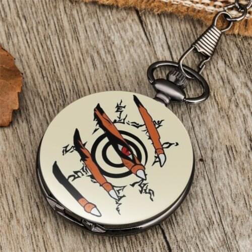 Anime Element Printed Quartz Pocket Watch Retro Pendant Student Souvenir Collection Clock with Pocket Chain Gifts Anime Boy