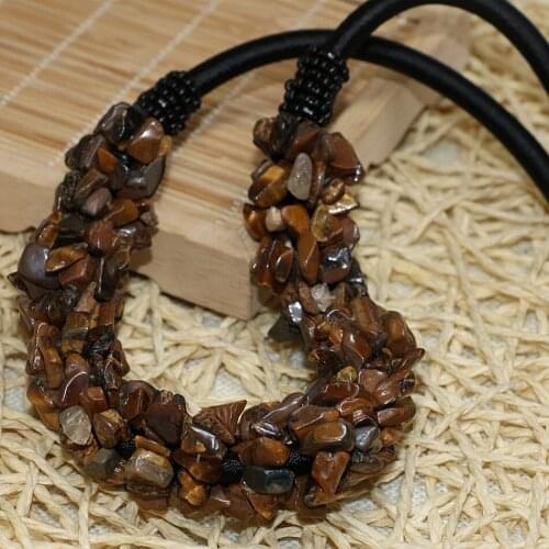 Fashion tiger stone 9x11mm Irregular gravel beads diy necklace&earing 18" B519