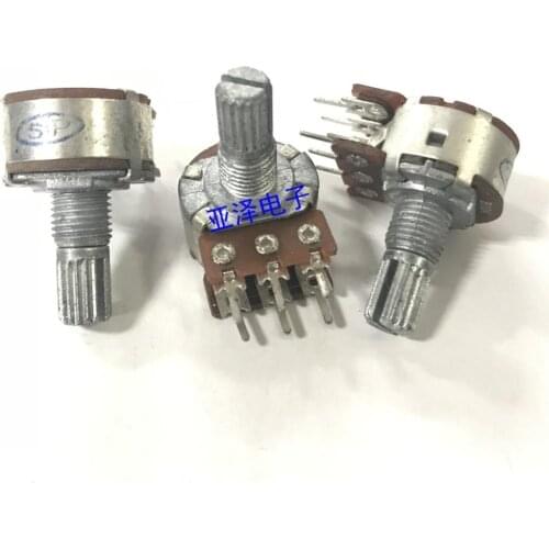 Model 16 Double Potentiometer B10K Sawtooth Axis Length 15MM Double Channel 148 Volume Rotating Potentiometer of Power Amplifier