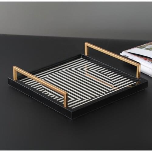 Fashionable Home Tray Fruit Tray Decorative Tray Black and White Tray for Home