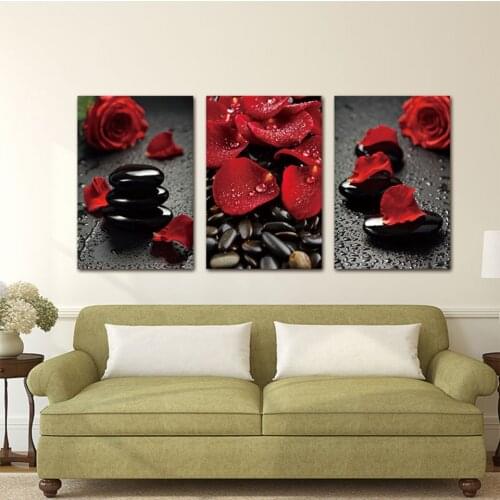 Full square round drill 5d Diy Diamond Painting 3pcs Flower Red Rose Mosaic diamond embroidery Triptych wall sticker