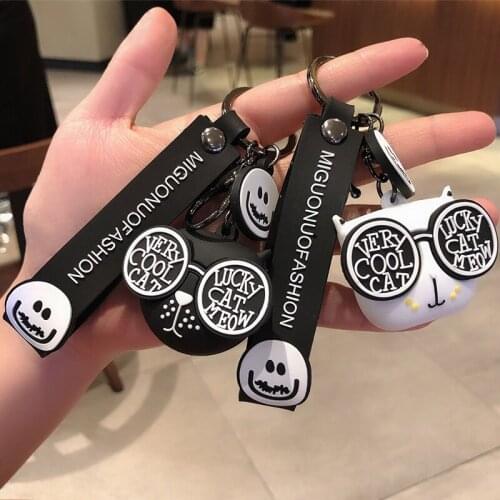 New Cartoon Cute Eye Cat Keychain Pendant Ladies Bag Accessories Mens Car Key Ring Jewelry Popular Couple Friend Gift Wholesale