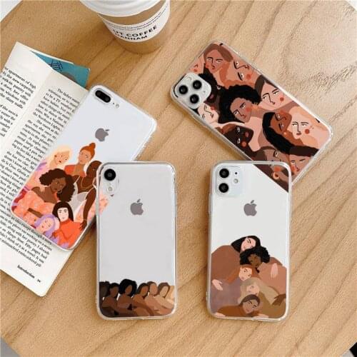 Charm Retro woman art girl power Phone Case Transparent soft For iphone 5 5s 5c se 6 6s 7 8 11 12 plus mini x xs xr pro max