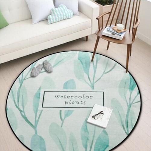 Painted Plants Round Carpets Plush Floor Rug Kids Room Play Tents Mats Non-slip Wear-resistant Entrance Doormat Studyroom Carpet
